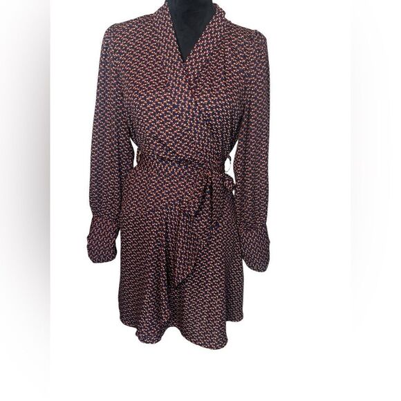 Q2 HANNAHLISA GEOMETRIC PRINTED WRAP DRESS *Perfect for work or a party! SIZE S - Picture 6 of 13